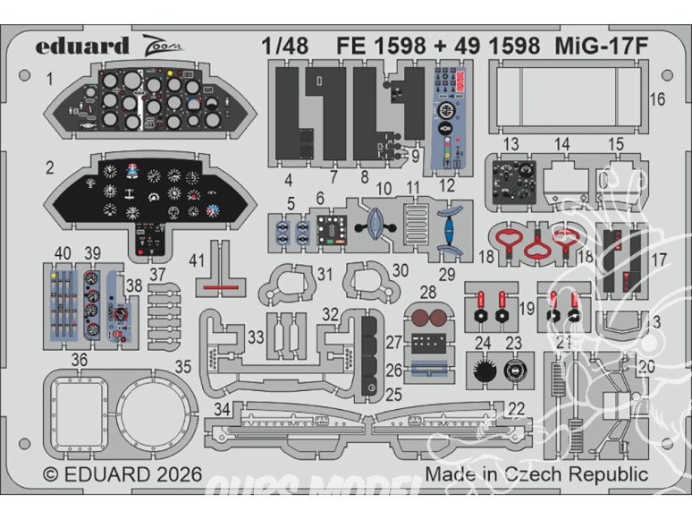 EDUARD photodecoupe avion 491598 Amélioration MiG-17F Kinetic 1/48