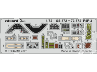 Eduard photodecoupe avion 73872 Amélioration F4F-3 Arma Hobby 1/72
