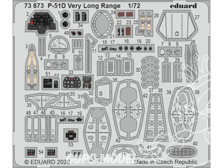 Eduard photodecoupe avion 73873 Amélioration P-51D Very Long Range Arma Hobby 1/72