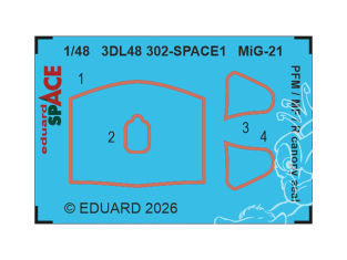Eduard Space décalques 3D 3DL48302 MiG-21 PFM / MF / R Joint de verrière Eduard 1/48