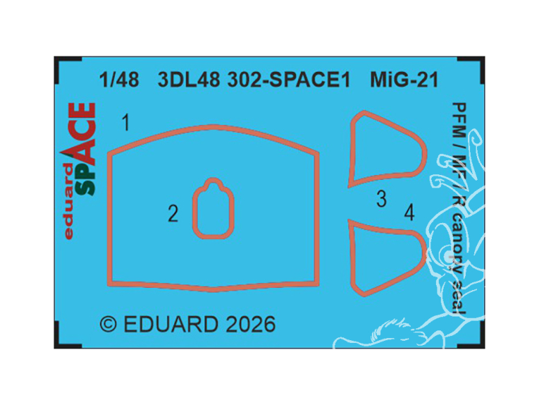 Eduard Space décalques 3D 3DL48302 MiG-21 PFM / MF / R Joint de verrière Eduard 1/48
