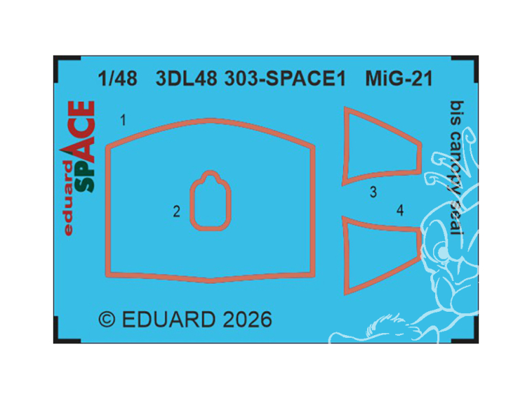 Eduard Space décalques 3D 3DL48303 MiG-21Bis Joint de verrière Eduard 1/48