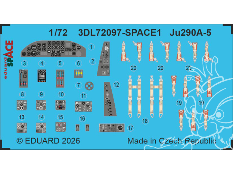 Eduard Space décalques 3D 3DL72097 Junkers Ju 290A-5 Revell 1/72