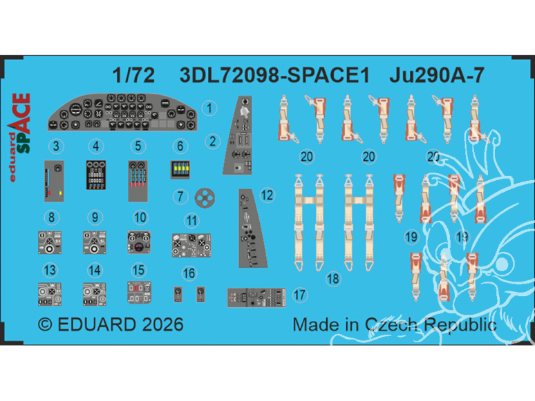 Eduard Space décalques 3D 3DL72098 Junkers Ju 290A-7 Revell 1/72