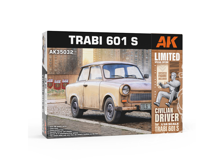 AK interactive ak35034A TRABI 601 S avec figurine de conducteur civil Édition spéciale limitée 1/35