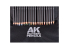 Ak Interactive AK10050 Gamme complète de crayons pour effets d'usure dans une trousse en tissu zippée