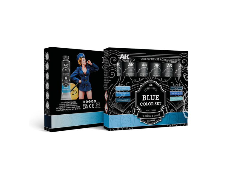 AK ARTISTIC DENSE ACRYLIC COLOR AKAD108 BLUE COLOR SET 6x20ml