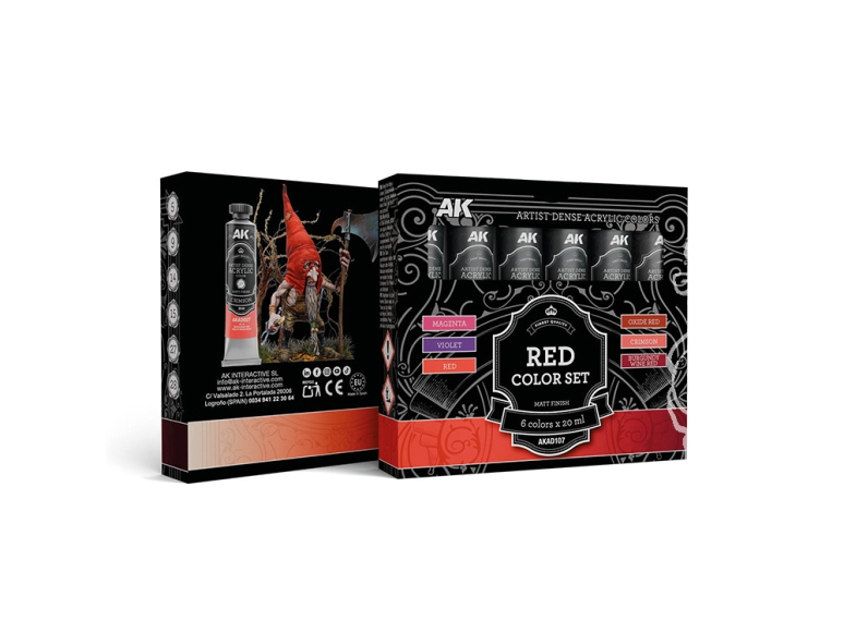 AK ARTISTIC DENSE ACRYLIC COLOR AKAD107 RED COLOR SET 6x20ml