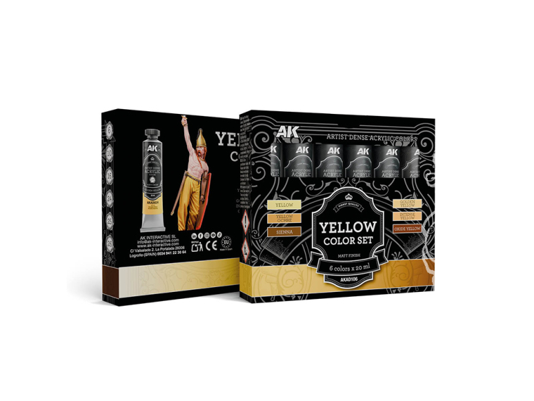 AK ARTISTIC DENSE ACRYLIC COLOR AKAD106 YELLOW COLOR SET 6x20ml