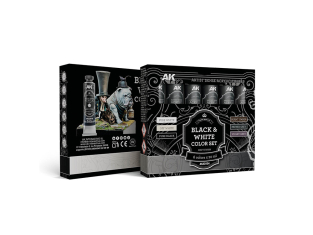 AK ARTISTIC DENSE ACRYLIC COLOR AKAD104 BLACK & WHITE COLOR SET 6x20ml