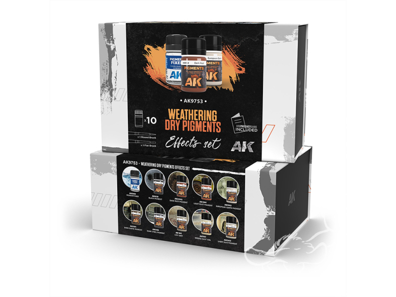 Ak interactive peinture AK9753 Set WEATHERING DRY Kit d'effets de patine aux pigments secs