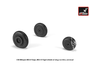 Armory Models kit d'amélioration avion AW48032 Roues Mikoyan MiG-9 Fargo / MiG-15 Fagot (early) avec pneus affaissés 1/48