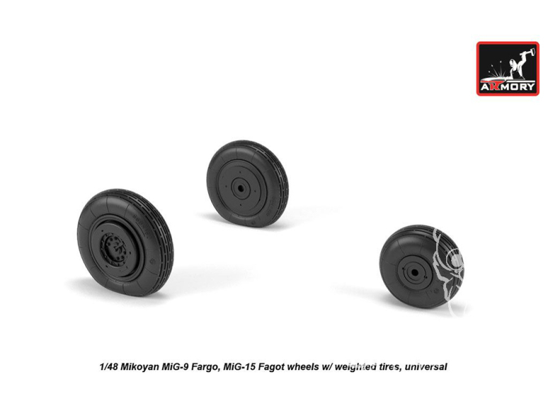 Armory Models kit d'amélioration avion AW48032 Roues Mikoyan MiG-9 Fargo / MiG-15 Fagot (early) avec pneus affaissés 1/48