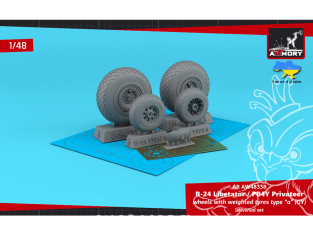 Armory Models kit d'amélioration avion AW48338 Roues B-24 Liberator / PB4Y Privateer affaissés type "A" (GY) gb enjoliveurs 1/48