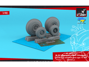 Armory Models kit d'amélioration avion AW48339 Roues B-24 Liberator / PB4Y Privateer affaissés type "B" (FS) gb enjoliveurs 1/48