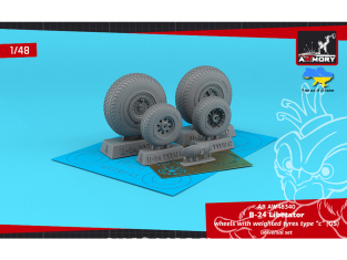 Armory Models kit d'amélioration avion AW48340 Roues B-24 Liberator affaissés type "C" (GS) garde boue et enjoliveurs 1/48