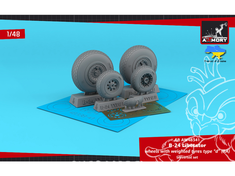 Armory Models kit d'amélioration avion AW48341 Roues B-24 Liberator affaissés type "D" (RA) garde boue et enjoliveurs 1/48