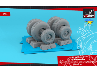 Armory Models kit d'amélioration avion AW48355 Roues C-130 Hercules mid avec pneus affaissés 1/48