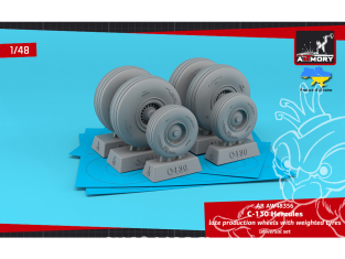 Armory Models kit d'amélioration avion AW48356 Roues C-130 Hercules late avec pneus affaissés 1/48