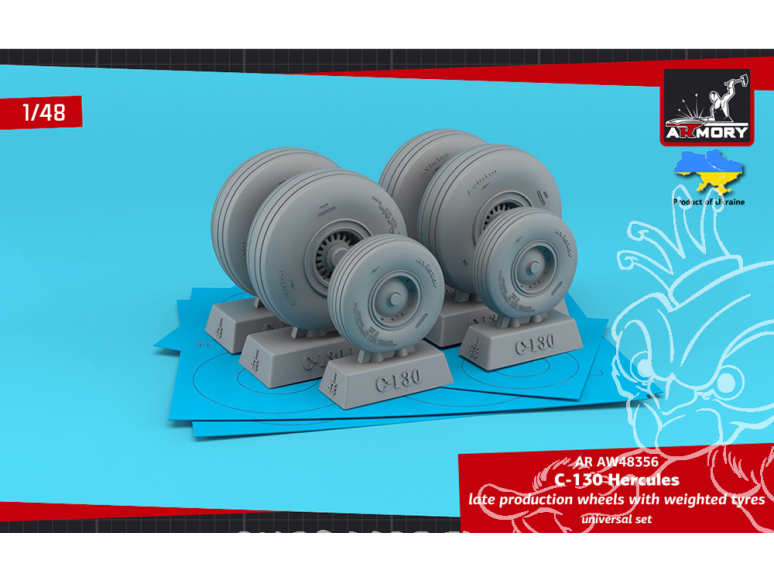 Armory Models kit d'amélioration avion AW48356 Roues C-130 Hercules late avec pneus affaissés 1/48
