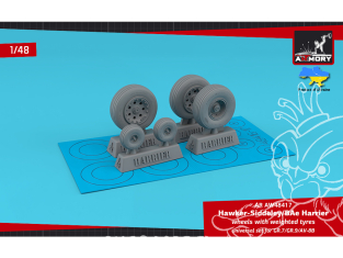 Armory Models kit d'amélioration avion AW48417 Roues H.S. Harrier GR.7 / GR.9 / AV-8B avec pneus affaissés 1/48