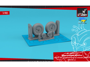 Armory Models kit d'amélioration avion AW48418 Roues Supermarine Spitfire avec pneus affaissés lisses et moyeux couverts 1/48