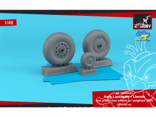 Armory Models kit d'amélioration avion AW48424 Roues Avro Lancaster / Lincoln late avec pneus affaissés 1/48