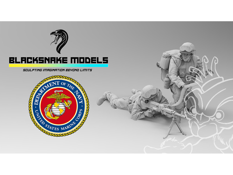 Blacksnake Model figurine USMC-05-06-16 US Marines Operation Iraqi Freedom Figurine 5 et 6 Gunner 1/16