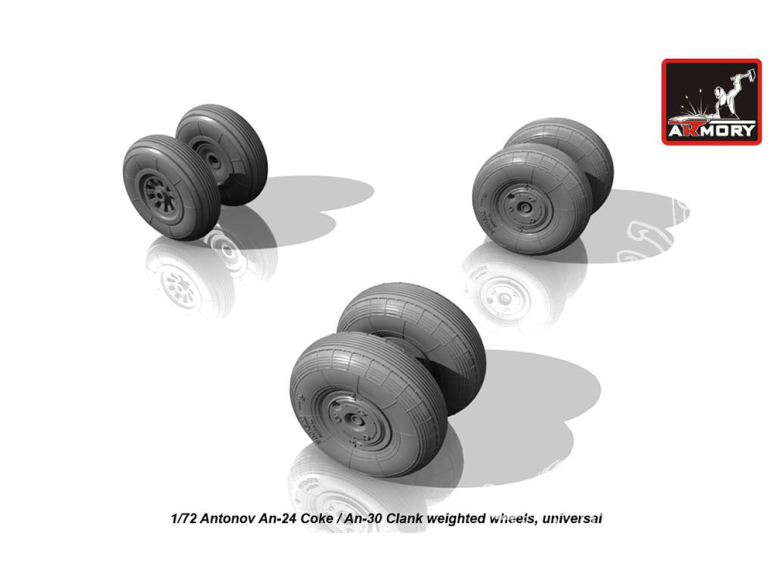 Armory Models kit d'amélioration avion AW72028 Roues Antonov An-24 Coke / An-30 Clank avec pneus affaissés 1/72