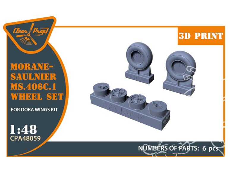 Clear Prop kit d'amélioration CPA48059 Roues Morane-Saulnier MS.406C.1 kit Dora Wings 1/48