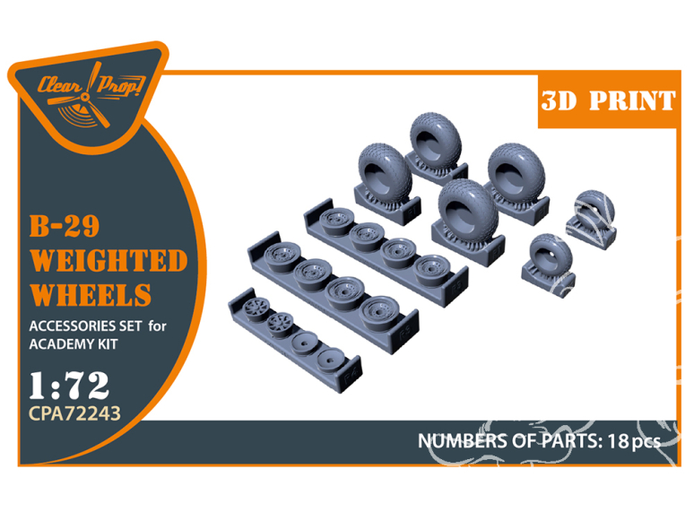 Clear Prop kit d'amelioration avion CPA72243 B-29 Jeu de roues lestées kit Academy 1/72