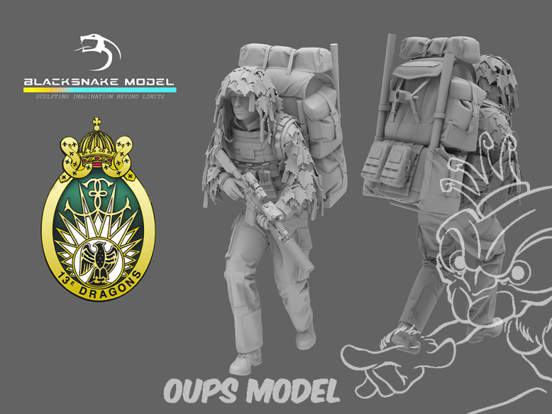 Blacksnake Model figurine RDP-01-16 13e Regiment Dragon Parachutiste Opérateur 1 1/16