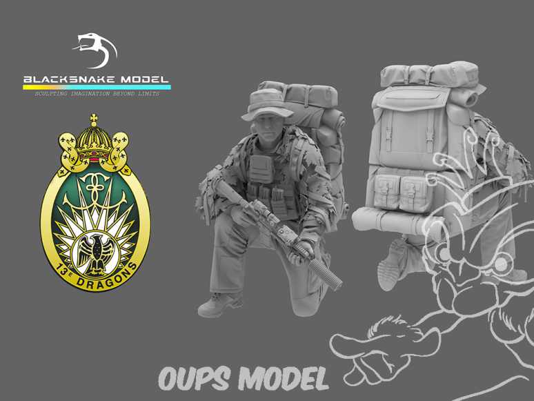 Blacksnake Model figurine RDP-02-16 13e Regiment Dragon Parachutiste Opérateur 2 1/16