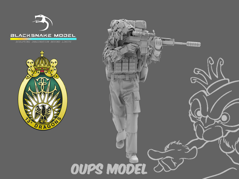 Blacksnake Model figurine RDP-03-16 13e Regiment Dragon Parachutiste Tireur de précision 3 1/16