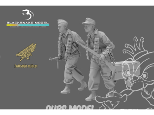Blacksnake Model figurine FSJ-03-16 Fallschirmjäger Soldats avec chariot à main largable Figurine 3 1/16