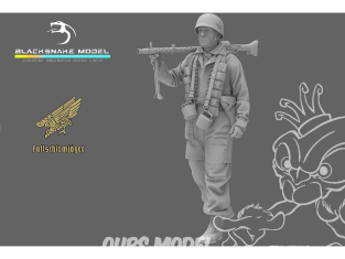 Blacksnake Model figurine FSJ-05-16 Fallschirmjäger Soldat mitrailleur avec MG34 avec support Figurine 5 1/16