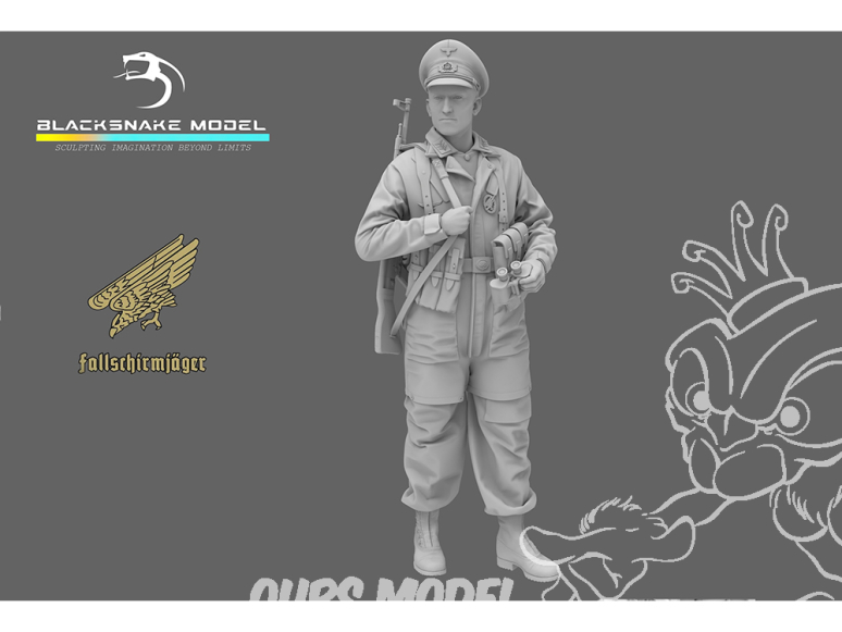 Blacksnake Model figurine FSJ-08-16 Fallschirmjäger Officier explorant le champ de bataille Figurine 8 1/16