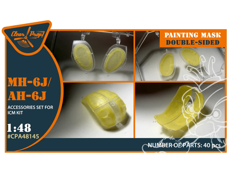 Clear Prop masques peinture CPA48145 MH-60J, AH-6J papier kabuki jaune kit ICM 1/48
