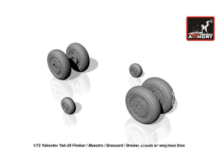 Armory Models kit d'amélioration avion AW72047 Roues Yakovlev Yak-28 avec pneus affaissés 1/72