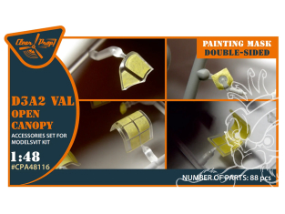 Clear Prop masques peinture CPA48116 Masque de peinture double face pour verrière ouverte D3A2 VAL Wingsy Kits 1/48