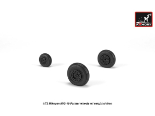 Armory Models kit d'amélioration avion AW72051 Roues Mikoyan MiG-19 Farmer avec pneus affaissés 1/72