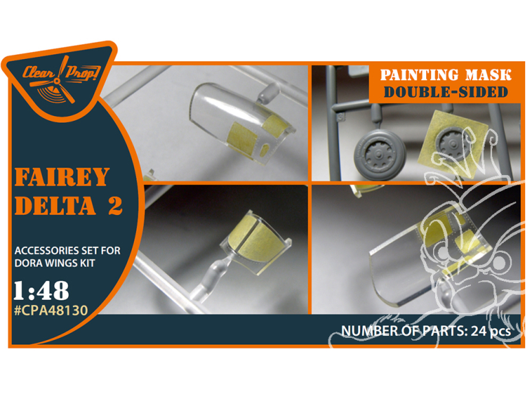 Clear Prop masques peinture CPA48130 Masque de peinture double face Fairey Delta 2 Kit Dora Wings 1/48