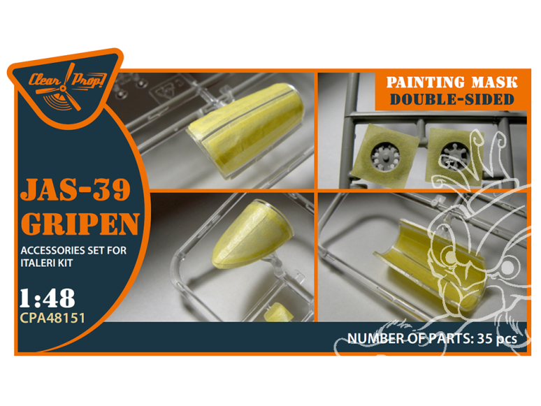 Clear Prop masques peinture CPA48151 Masque de peinture double face pour JAS 39 Gripen Kit Italeri 1/48