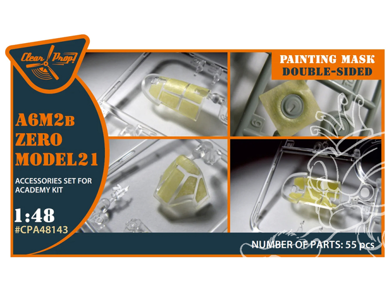 Clear Prop masques peinture CPA48143 Masque de peinture double face pour Zero A6M2b modèle 21 Kit Academy 1/48