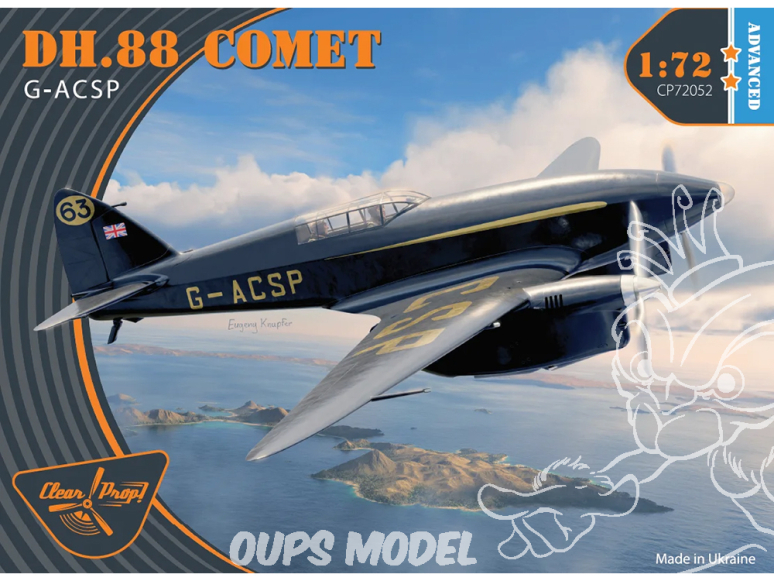 Clear Prop maquette avion CP72052 DH.88 Comet G-ACSP 1/72