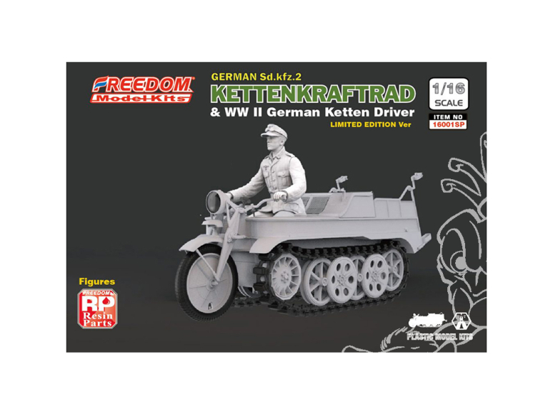 Freedom maquette militaire 16001SP Kettenkraftrad Typ HK 101 Sd.Kfz.2 avec conducteur 1/16 Edition Limitée