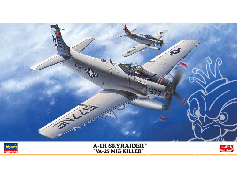 Hasegawa maquette avion 02527 A-1H Skyraider VA-25 MiG-Killer 1/72