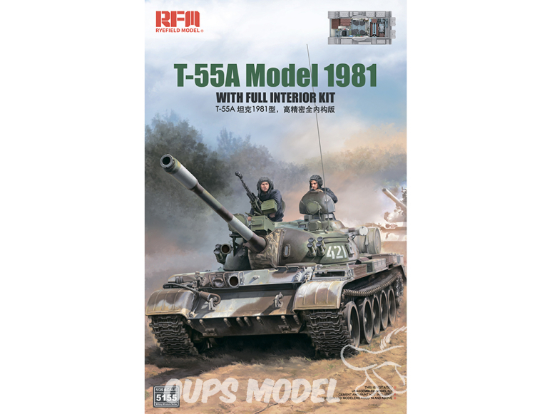 Rye Field Model maquette militaire 5155 T-55A Model 1981 intérieur complet 1/35