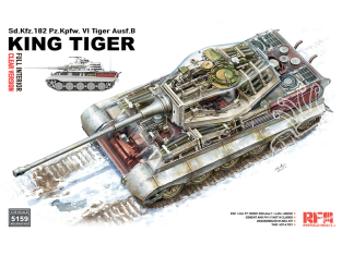 Rye Field Model maquette militaire 5159 King Tiger intérieur complet et coque transparente 1/35