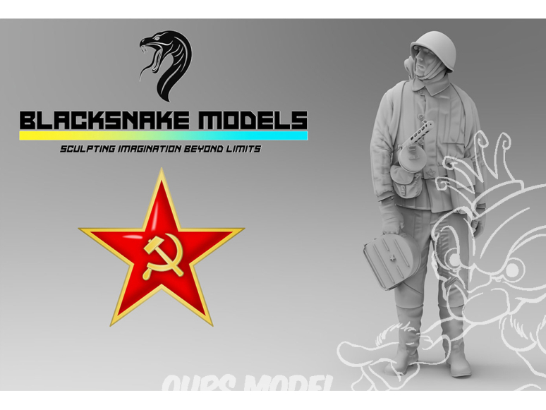 Blacksnake Model figurine SOVIET-06-48 Armée Rouge figurine 6 Assitant Gunner WWII 1/48